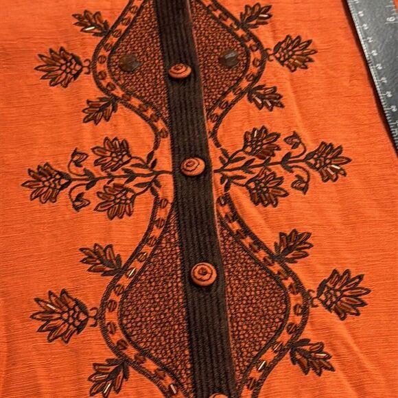 (A5) SILKLAND 3/4 sleeve beaded shantung silk evening jacket size M - Picture 9 of 16